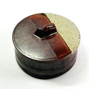 Knobler Vintage Earthtone Color Block Studio Art Pottery Trinket Box Japan MCM